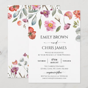 Inbjudan till elegant Blommigt Eucalyptus Wedding