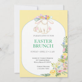 Inbjudan till elegant Blommigt Gult Påsk Brunch