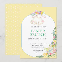Inbjudan till elegant Blommigt Gult Påsk Brunch 