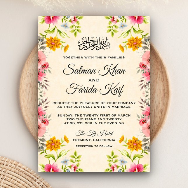 Inbjudan till elegant Blommigt Islamiska muslimska (Skapare uppladdad)