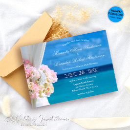 Inbjudan till elegant Blommigt Ocean Beach Wedding