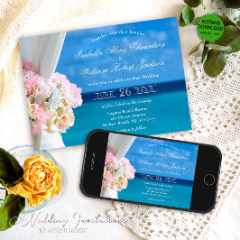 Inbjudan till elegant Blommigt Ocean Beach Wedding
