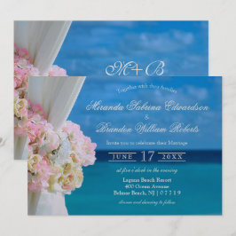 Inbjudan till elegant Blommigt Ocean Beach Wedding