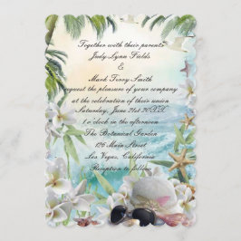Inbjudan till elegant Blommigt Tropical Beach Wedd