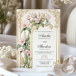 Inbjudan till elegant Blommigt Vintage bröllop