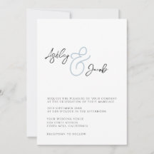 Inbjudan till elegant Blue Ampersand Wedding