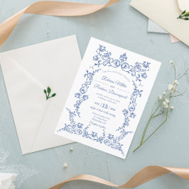 Inbjudan till elegant Blue and White Wedding