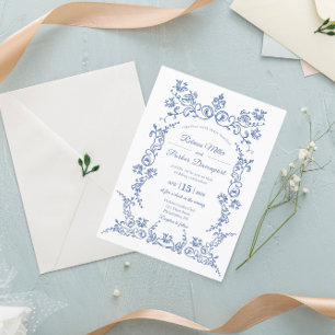 Inbjudan till elegant Blue and White Wedding