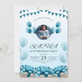 Inbjudan till elegant Blue Birthday | Modern desig