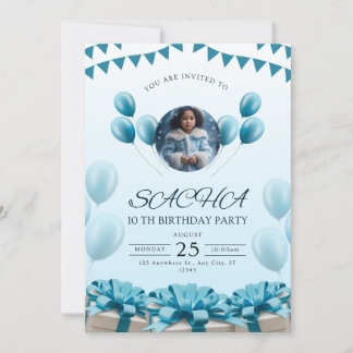 Inbjudan till elegant Blue Birthday | Modern desig