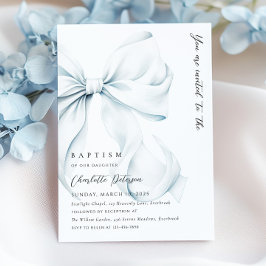 Inbjudan till elegant Blue Bow Baptism