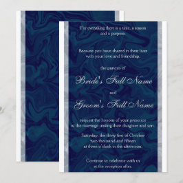 Inbjudan till elegant Blue & Grått Marble Wedding