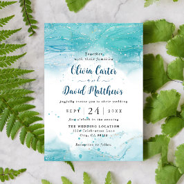 Inbjudan till elegant Blue Ocean Wedding