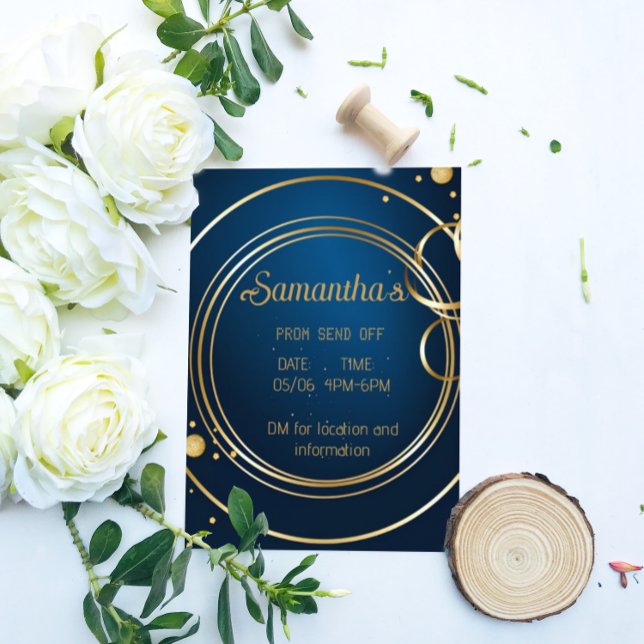 Inbjudan till elegant Blue och Guld Prom Flygblad (Skapare uppladdad)