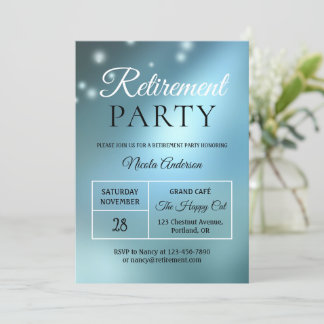 Inbjudan till elegant Blue Party Ljus Pension