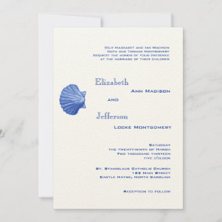Inbjudan till elegant Blue Rattan Seashell Wedding