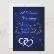 Inbjudan till elegant Blue Silver Winter Wedding