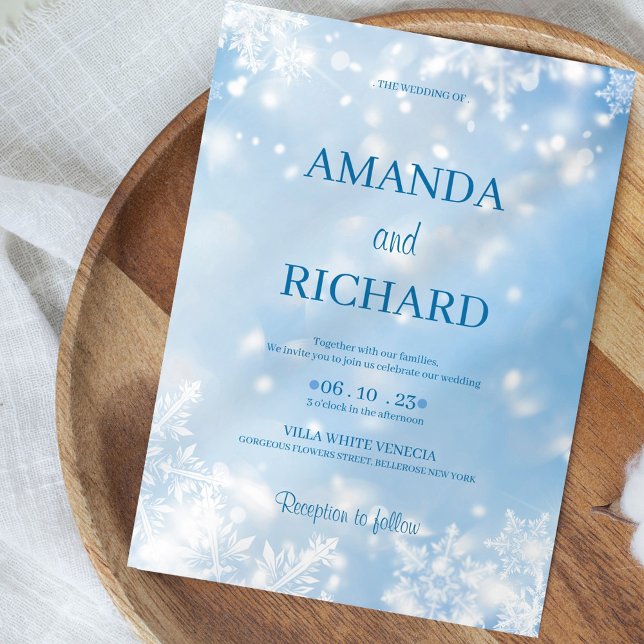 Inbjudan till elegant Blue Snowflake Wedding (Skapare uppladdad)