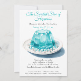 Inbjudan till elegant Blue Watercolor Cake Birthda