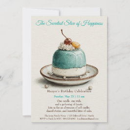 Inbjudan till elegant Blue Watercolor Cake Birthda