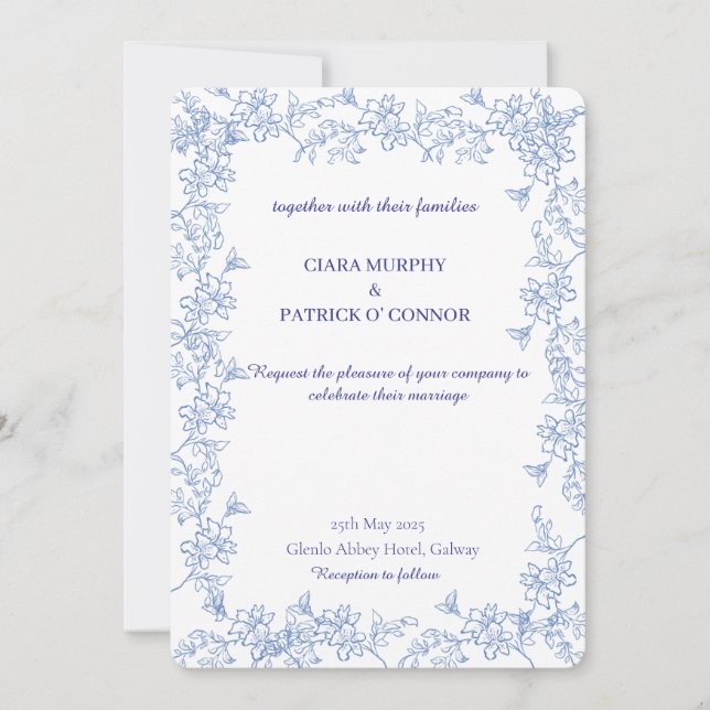 Inbjudan till elegant Blue Wedding (Framsida)