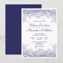 Inbjudan till elegant Blue White Wedding
