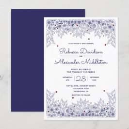 Inbjudan till elegant Blue White Wedding