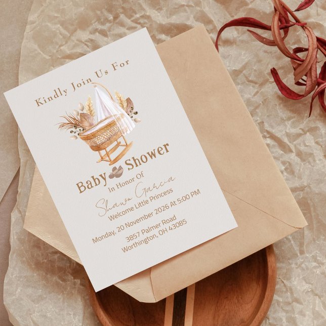 Inbjudan till elegant Boho Pampas Grass Baby Showe (Skapare uppladdad)