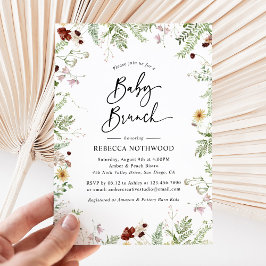 Inbjudan till elegant Boho Wildblommor Baby Brunch