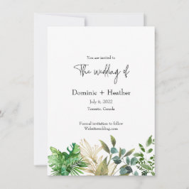 Inbjudan till elegant botaniskt bröllop och fotobr