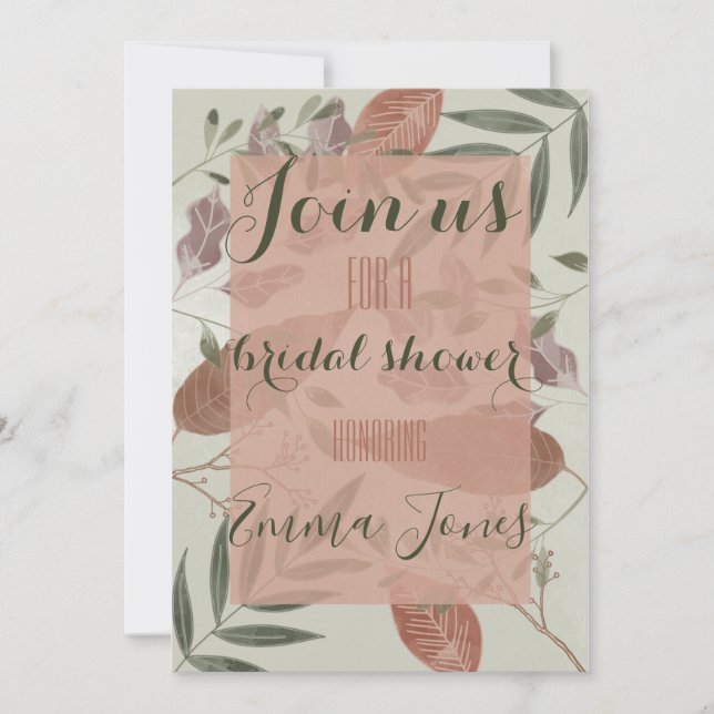 Inbjudan till elegant Botaniskt grönt (Framsida)