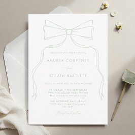 Inbjudan till elegant Bow White och Grönt Wedding