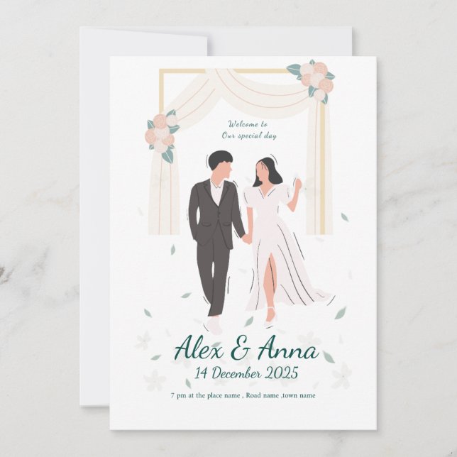 Inbjudan till elegant bröllop (Framsida)