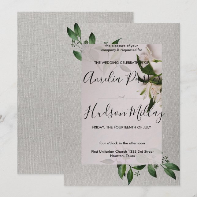 inbjudan till elegant bröllop (Fram/baksida)