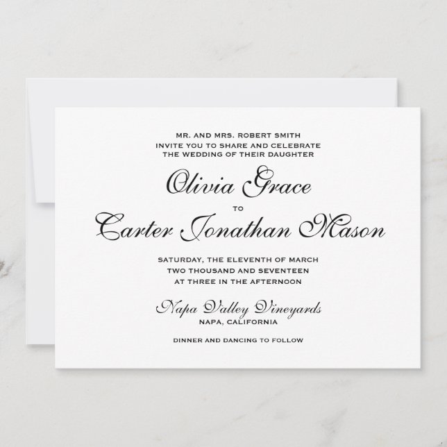 Inbjudan till elegant bröllop (Framsida)