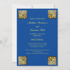 Inbjudan till Elegant bröllop Blue guld