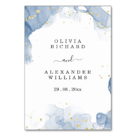 Inbjudan till Elegant bröllop Blue och Guld Minimu Bordsnummer