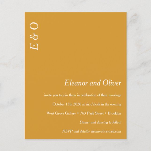 Inbjudan till Elegant bröllop för budgetminimala G (Framsida)