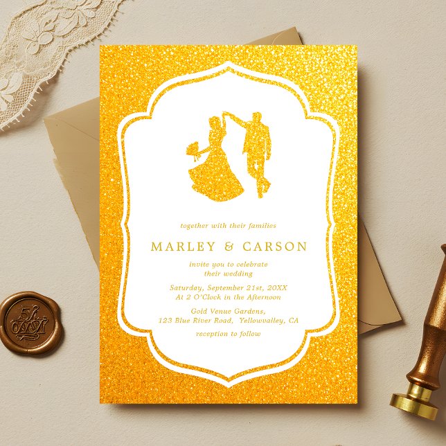 Inbjudan till elegant bröllop - Guld Glitter (Skapare uppladdad)