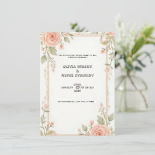 Inbjudan till elegant bröllop med blommigt patter