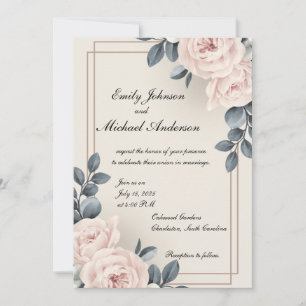 Inbjudan till elegant bröllop med blommor