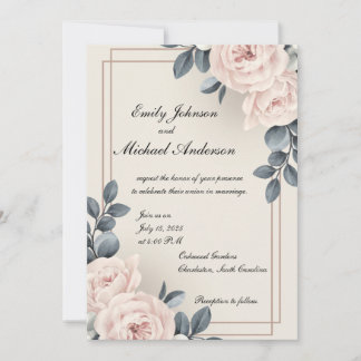 Inbjudan till elegant bröllop med blommor