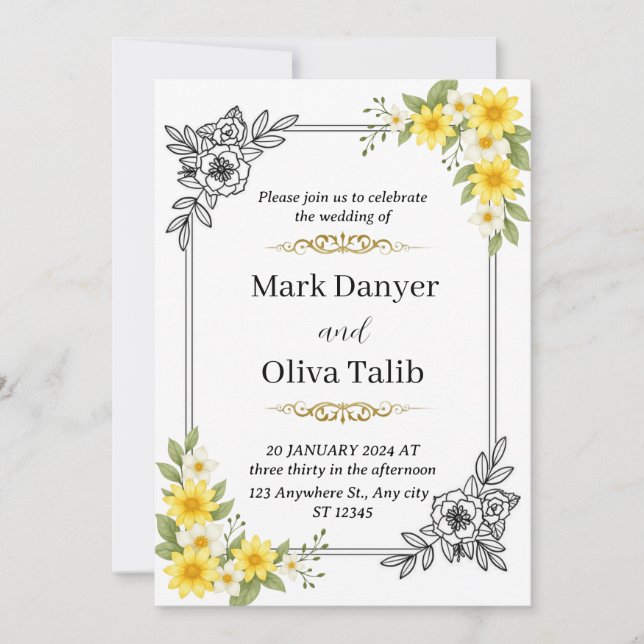 Inbjudan till elegant bröllop - Modern och romanti (Framsida)