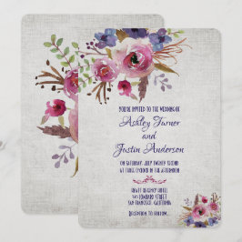 Inbjudan till elegant bröllop-vattenfärgsblommor