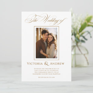 Inbjudan till elegant Brown & White Wedding och fo