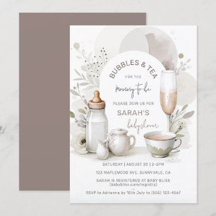 Inbjudan till elegant Bubbles & Tea Baby Shower