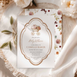 Inbjudan till elegant Burgundy Baby Shower-Blommig