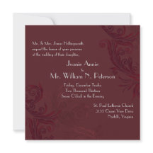 Inbjudan till elegant Burgundy Flourish Wedding