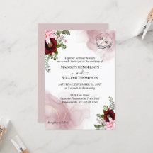 Inbjudan till elegant Burgundy Flower Wedding