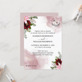 Inbjudan till elegant Burgundy Flower Wedding
